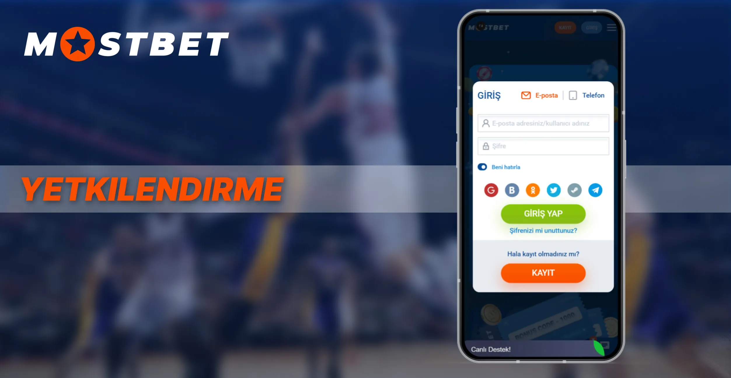 Mostbet mobil uygulamasında giriş ve kayıt